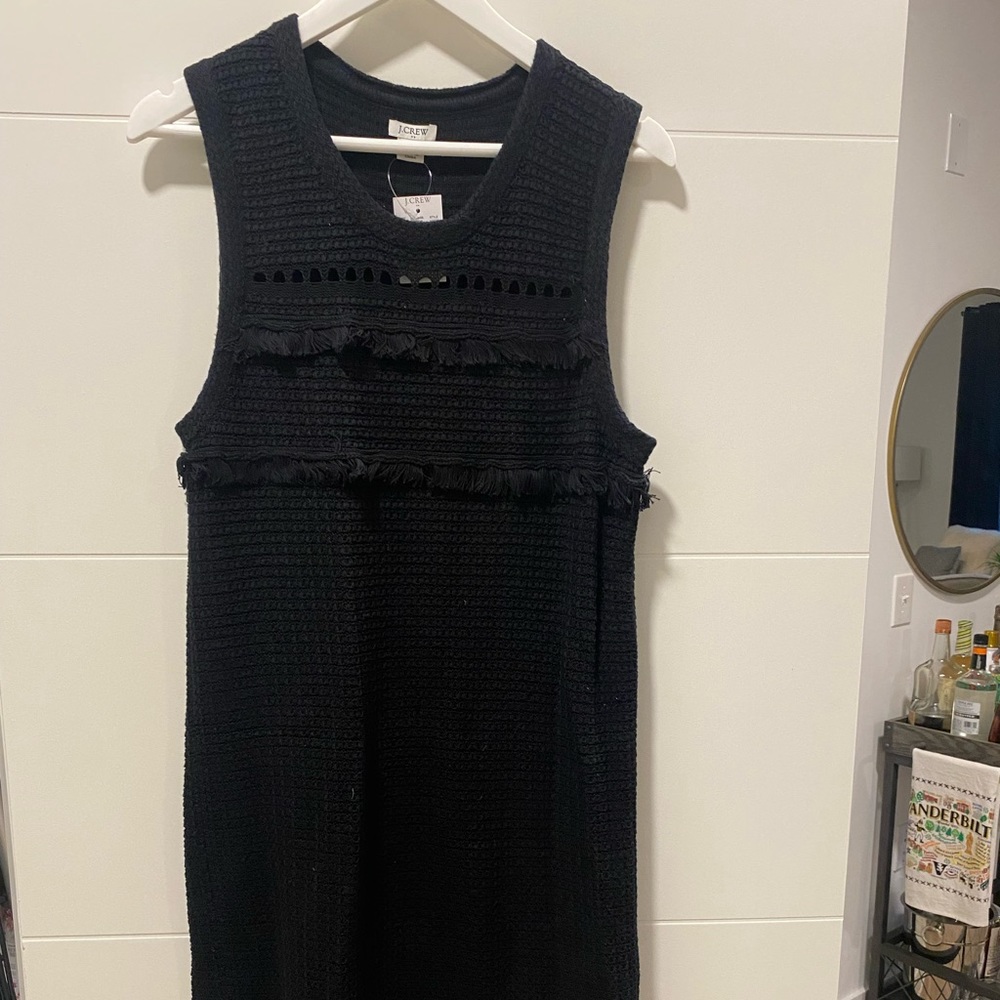J Crew crochet knit dress with Fringe detail. size M. New with tags